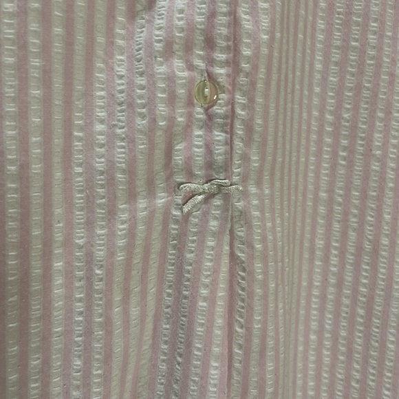 Secret Treasures Nightgown Pink and White Striped Seersucker Nightgown Size L - Picture 5 of 7